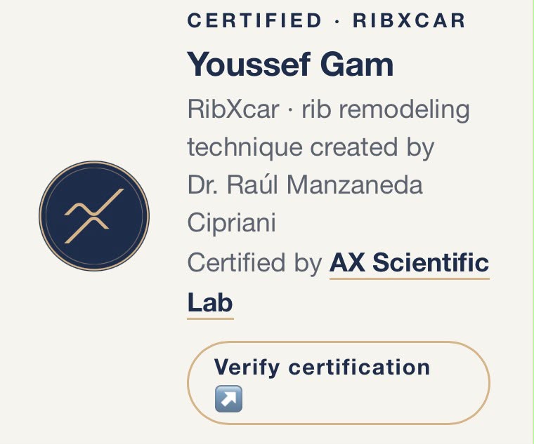 Badge de certification RibXcar du Dr Youssef Gam délivré par AX Scientific Lab